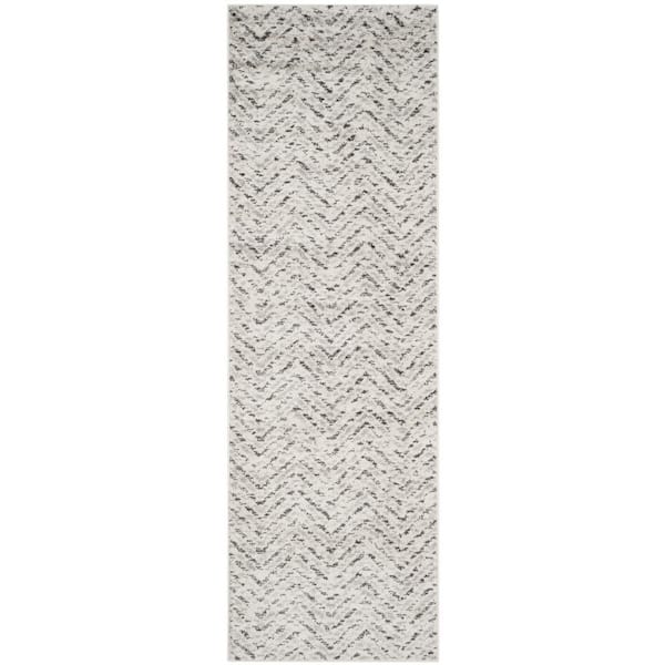 Adirondack Ivory/Charcoal 3 ft. x 12 ft. Chevron Runner Rug