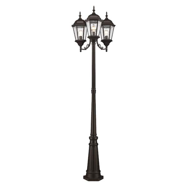 Hathshire 3-Light Bronze Cast Aluminum Outdoor Waterproof 3-Head Post