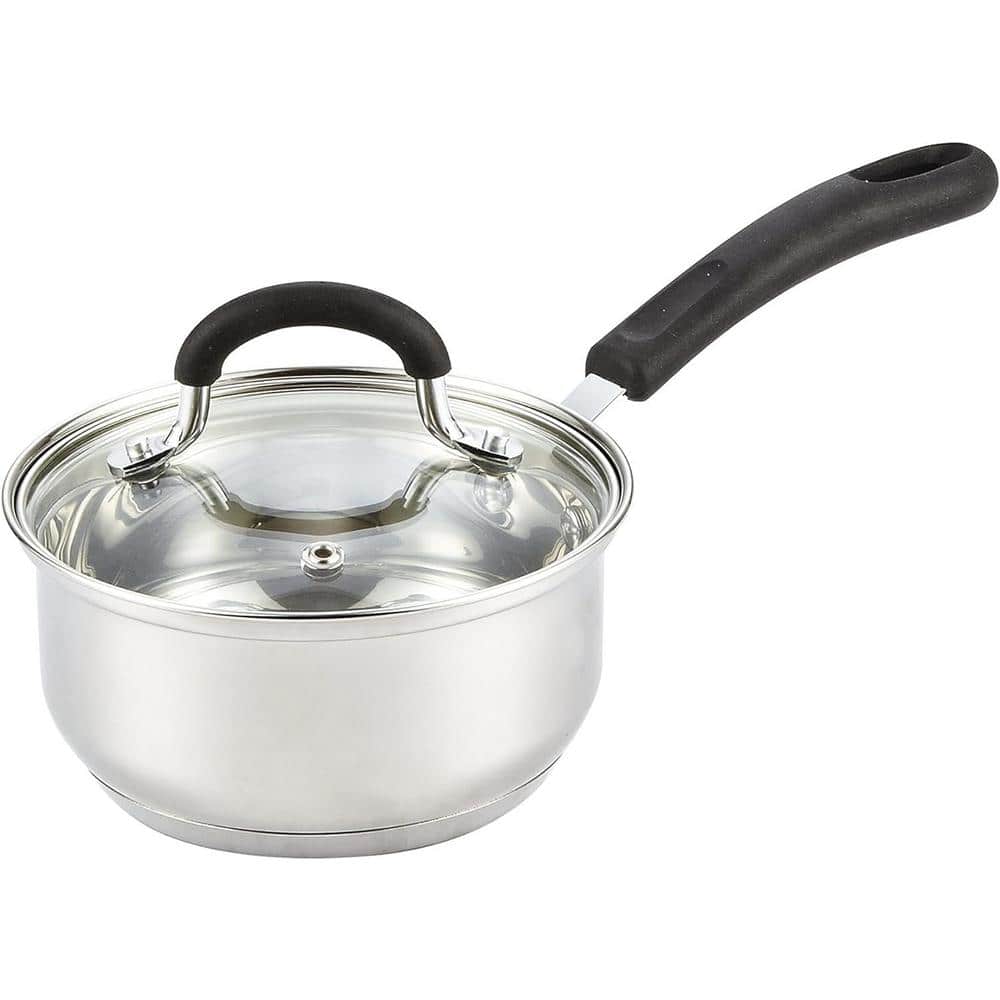 2 qt. Stainless Steel Mirror Polished Sauce Pan with Silicone Wrapped Heat-