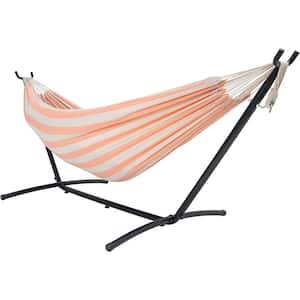 9 ft. 2-Person Hammock with Steel Stand Includes Portable Carrying Case, 450 lbs. Capacity ( Orange White)