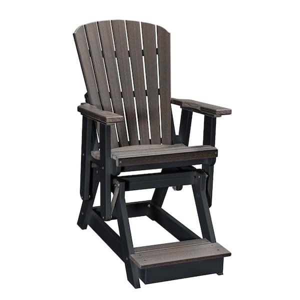 American Furniture Classics Adirondack Series 27 in. 1-Person Black High Density Polyethylene Plastic Outdoor Balcony Height Glider