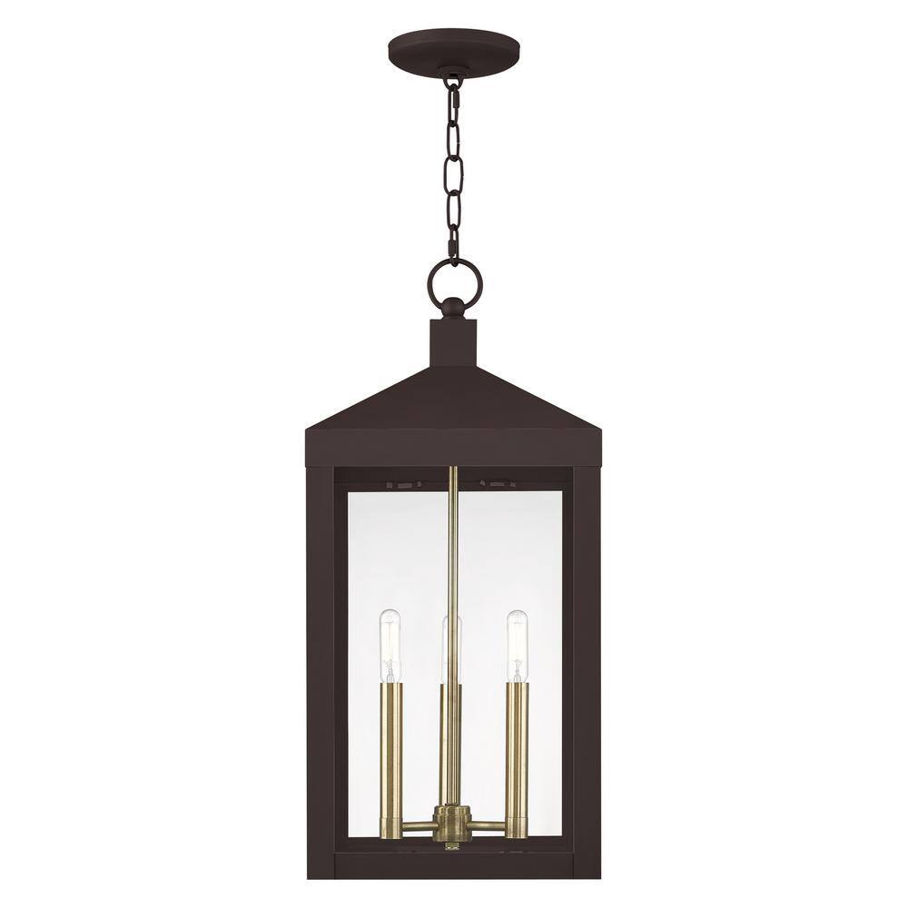 Nyack Bronze 3-Light Outdoor Pendant Lantern