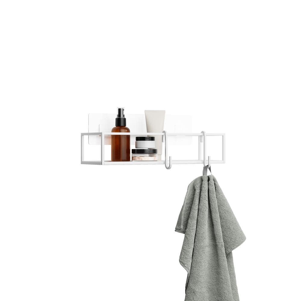 White Metal Suction Mount Shower Caddy Set