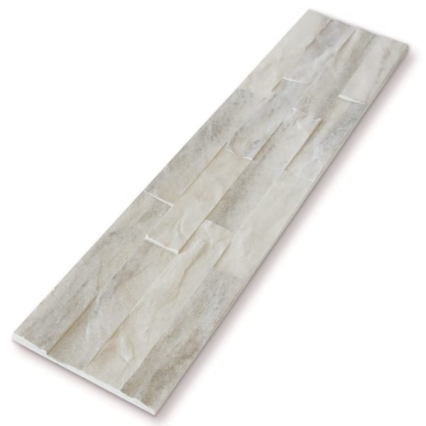 sunwings MCM Quartizite Panel 6 in. x 23.6 in. Matte Silver Gray Flexible Stone Slate Travertine Wall Tile (9.7 sq. ft. /Case)