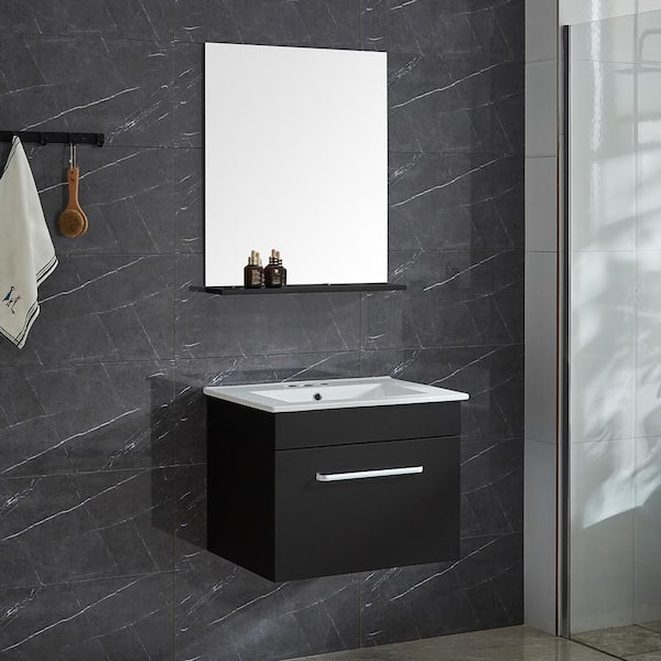 Garrido Bros. and Co. Moderna 21 in. W x 18 in. D x 18.25 in. H Vanity in Wenge with Ceramic Vanity Top in White with Basin and Mirror