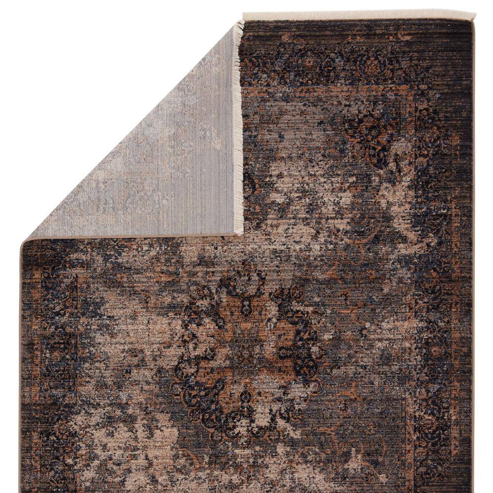 Taupe and Blue Medallion 10' x 14' Synthetic Area Rug