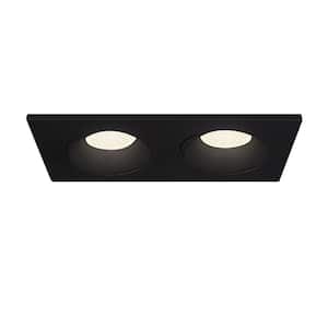 Midway 3.5 in. Rect. 2700K-5000K Selectable CCT Remodel Double Regressed Gimbal Integrated LED Recessed Light Kit Black