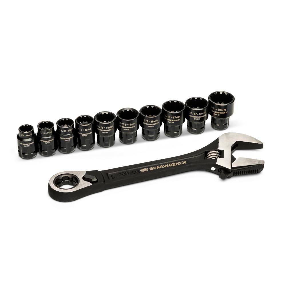 3/8 in. Drive Pass-Thru Adjustable Wrench Set (11-Piece)