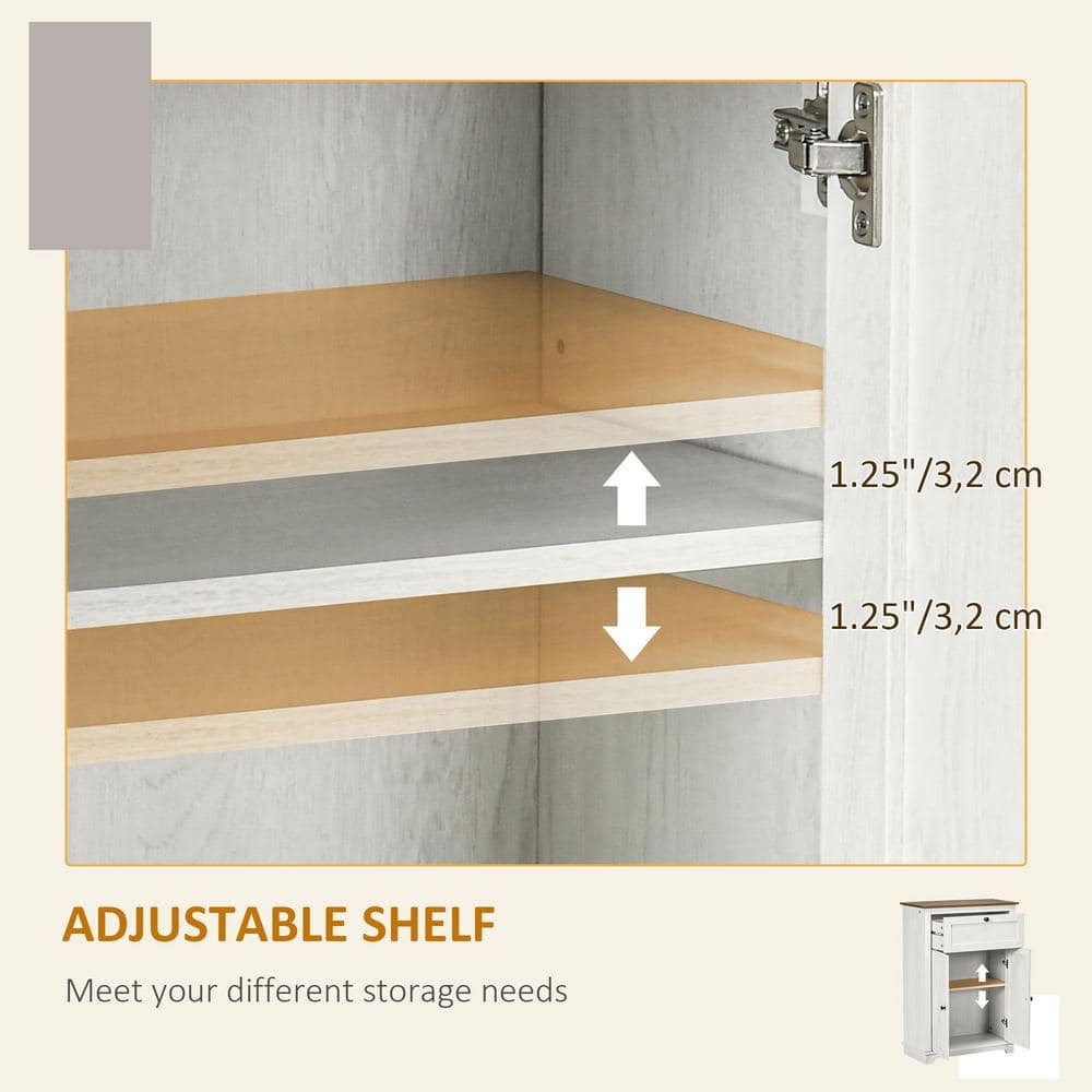 White Farmhouse Freestanding Storage Cabinet with Adjustable Shelves