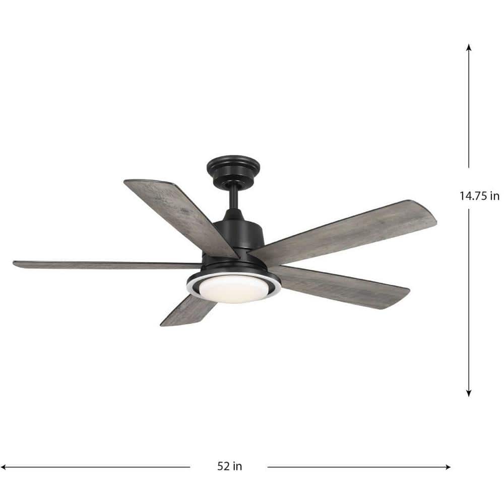 Tarsus 52" Matte Black Ceiling Fan with LED Light and Remote