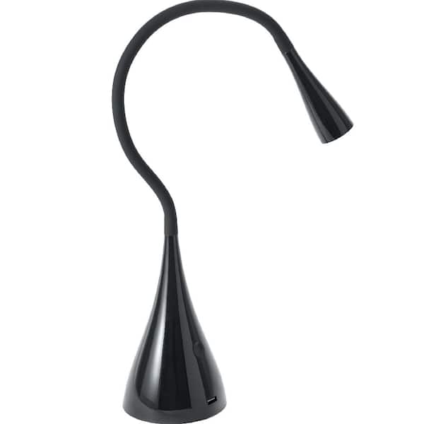 Newhouse Lighting 26 in. Gooseneck Black LED Desk Lamp with USB Charging Port, Dimmable