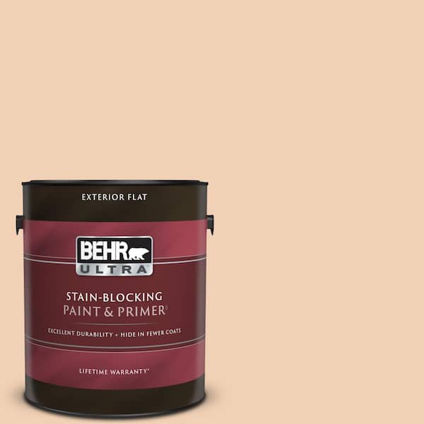 BEHR ULTRA 1 gal. #PPU3-07 Pale Coral Flat Exterior Paint & Primer