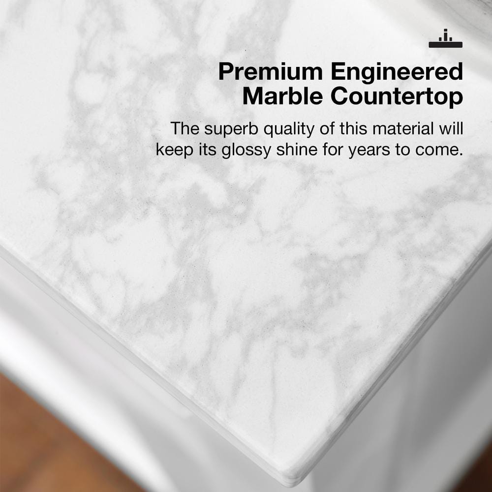 Athea 72" Pure White Double Freestanding Bathroom Vanity with Marble Top