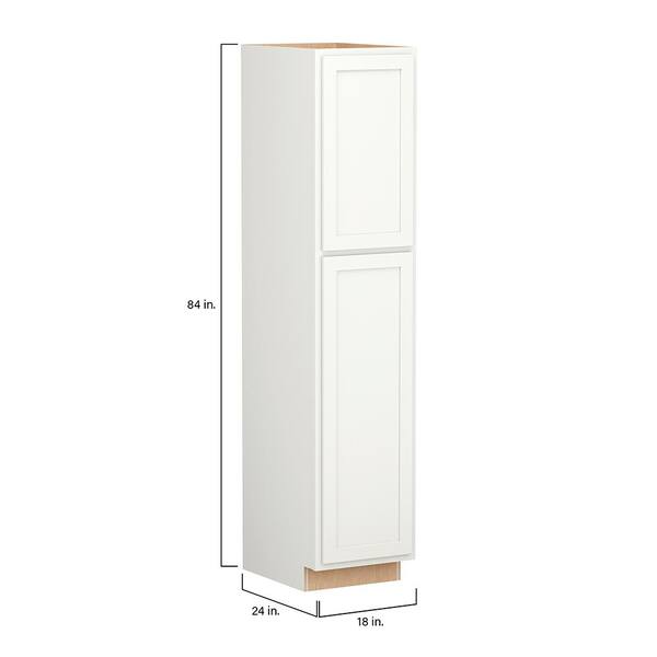 SIMPLY WOODMARK PRO Shaker Partial Overlay 24 in. W x 24 in. D x 84 in. H Plywood Assembled Utility Kitchen Cabinet in Linen White