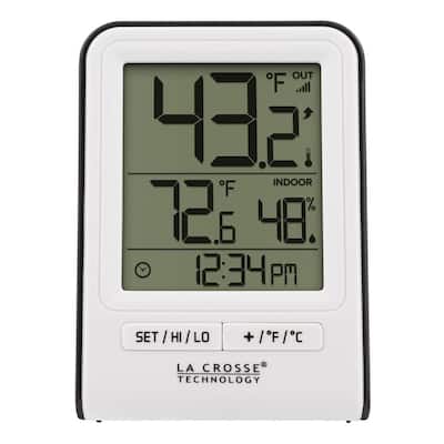White Wireless Temperature and Humidity Station with Time