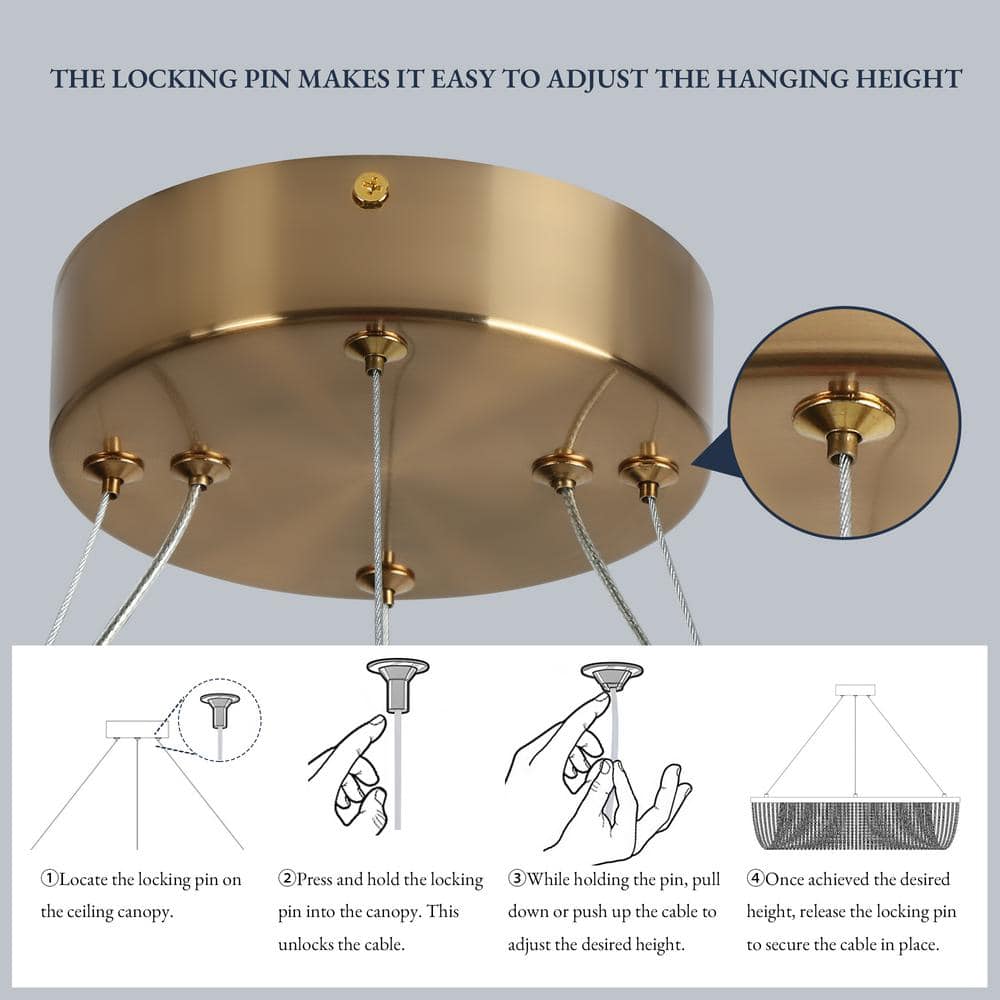 Brass Oval LED Chandelier with Metal Tassel Accents
