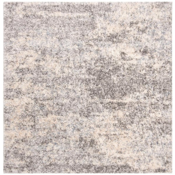 Berber Shag 10 ft. x 10 ft. Square Gray Blue/Cream Distressed Solid Color Area Rug