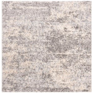 Berber Shag Gray/Cream 7 ft. x 7 ft. Square Solid Distressed Area Rug