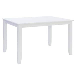 Macrae White Wood Top 48 in. W 4-Legs Rectangle Dining Table Seats 6-Capacity
