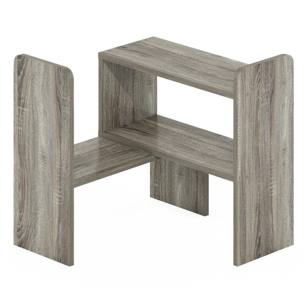 Versatile French Oak Gray Wood Desk Top Organizer Bookshelf