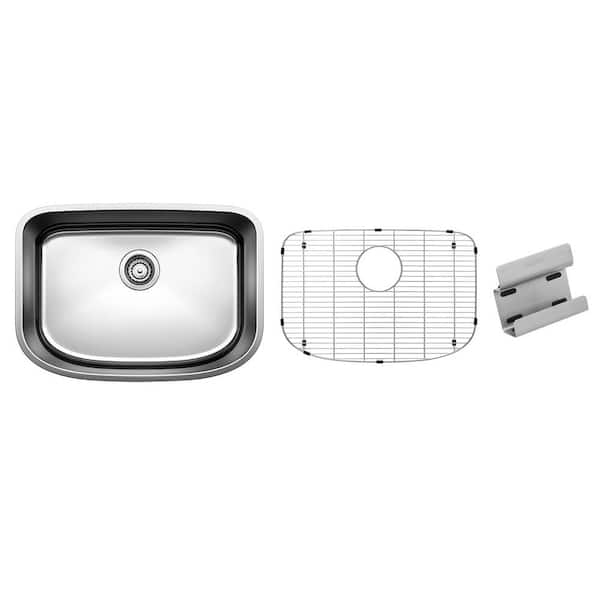 Blanco ONE Undermount Stainless Steel 25 in. Single Bowl Kitchen Sink with Grid and Magnetic Caddy
