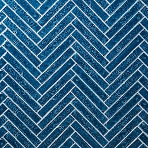 Virtuo Sapphire Blue 1.45 in. x 9.21 in. Polished Crackled Ceramic Subway Wall Tile (4.65 sq. ft./Case)