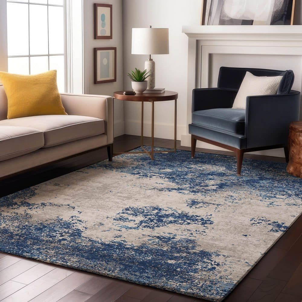 Mayfield Premium Machine Washable Abstract AMF1027 Navy 10 ft. x 14 ft. Area Rug price history on PriceWatchPro