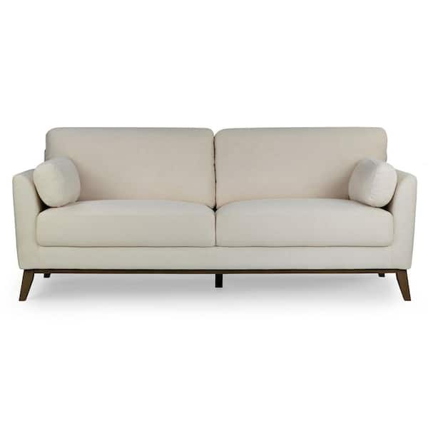 Birre 80 in. Straight Arm Micro Boucle Fabric Rectangle Sofa in Beige