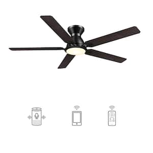 Essex 52 in. Dimmable LED Indoor/Outdoor Black Smart Ceiling Fan with Light and Remote, Works with Alexa/Google Home