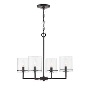 25.63 in. W x 19.75 in. H 4-Light Oil Rubbed Bronze Chandelier with Clear Glass Shades