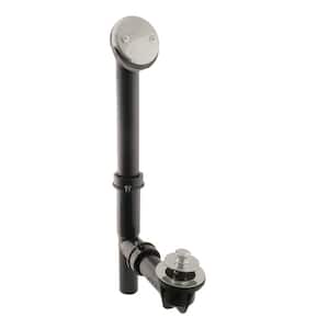Lift and Turn Black Poly Adjustable Drain Assembly, Satin Nickel