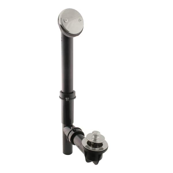 Westbrass Lift and Turn Black Poly Adjustable Drain Assembly, Satin Nickel