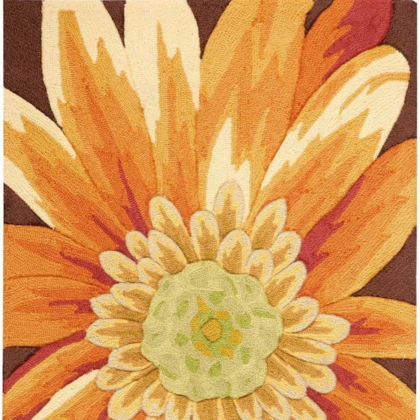 3 ft. x 4 ft. Orange and Yellow Floral Hand Carved Handmade Area Rug