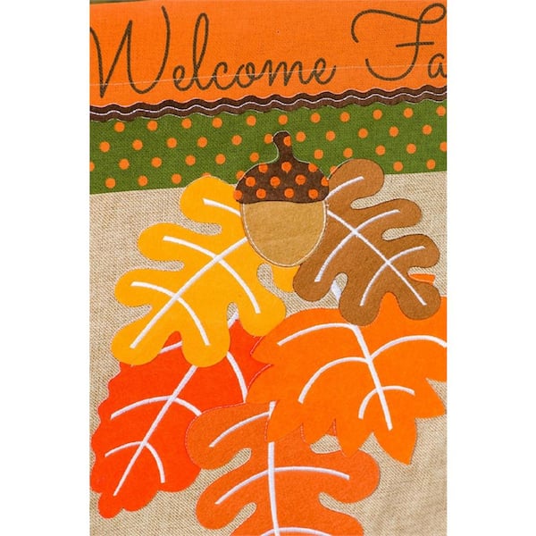 Meadow Creek 1 ft. x 1-1/2 ft. Fall Leaves Burlap 2-Sided Garden Flag