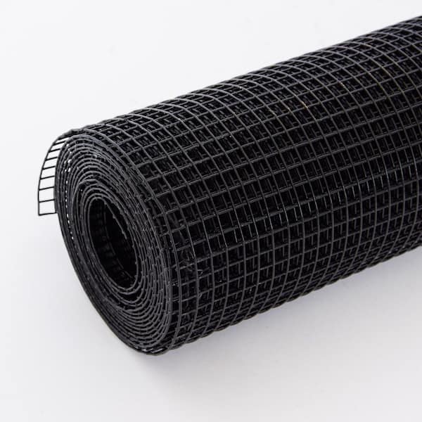Unbranded 24 in. x 100 ft. Black Vinyl Coated Hardware Cloth Garden Fence, 21 Gauge 1/4 in. PVC Hardware Supports Netting Cage