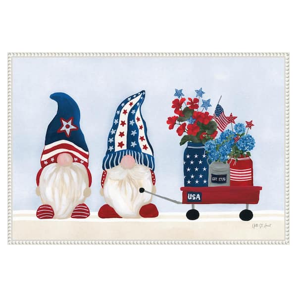 American Gnome I by Yvette St. Amant 33-in. W x 23-in. H. Canvas Wall Art Print Framed in White