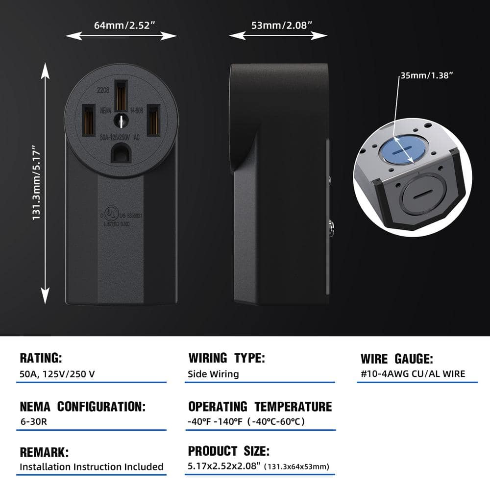Black Tamper Resistant Single Outlet with Wall Plate