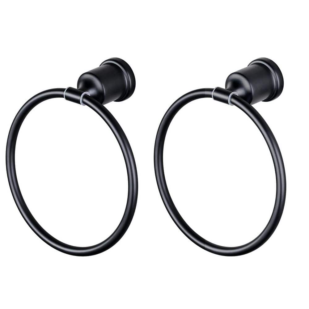 Wall Mounted Stainless Steel Round Towel Ring Hand Towel Holder in Matte Black（2-Pack） price history on PriceWatchPro