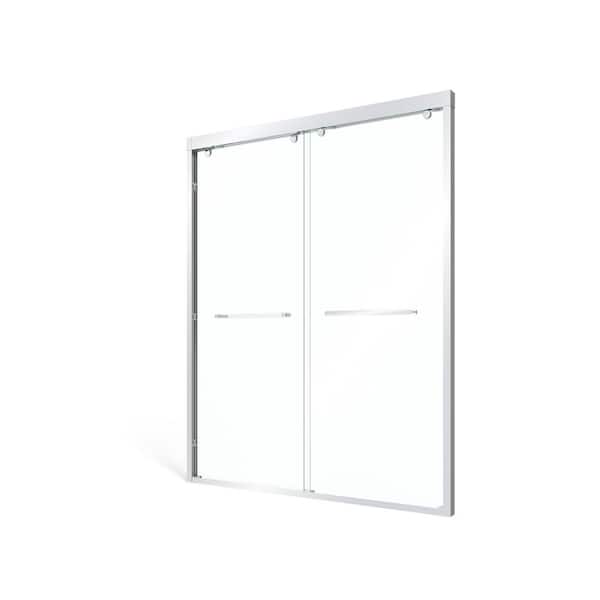 56-60 in. W x 76 in. H Framed Sliding Shower Door in Chrome with 5/16 in. (8 mm) Clear Tempered Glass Shower Door