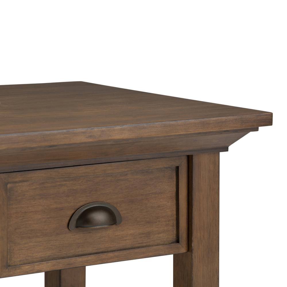 Rustic Natural Aged Brown Wood Square End Table with Storage