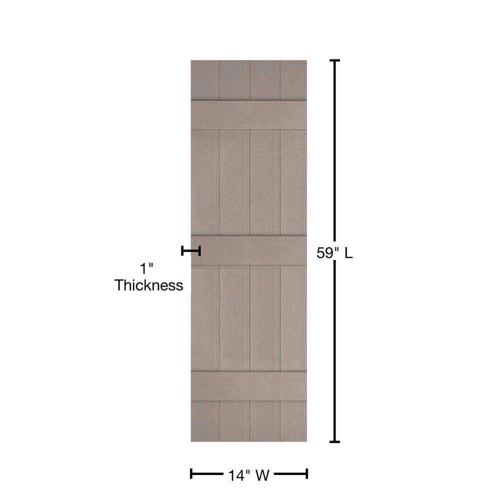 Clay 59" Board and Batten Vinyl Shutters with Installation Kit