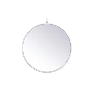 Timeless Home 18 in. W x 18 in. H Midcentury Modern Metal Framed Round White Mirror