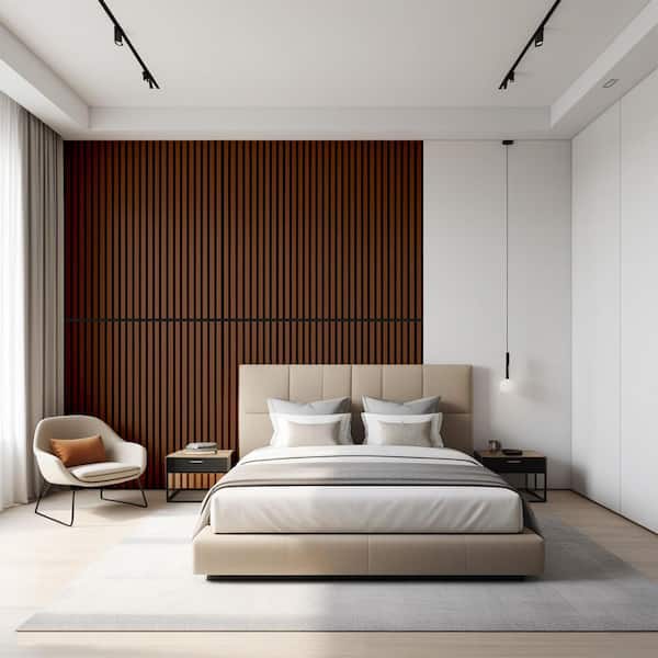 Art3d 4/5in. x 2ft. x 4ft. Dark Walnut Slat MDF Decorative