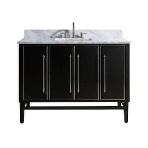 Mason 49 in. W x 22 in. D Bath Vanity in Black with Silver Trim with Marble Vanity Top in Carrara White with White Basin