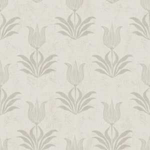 Parrot Tulip Grey Matte Vinyl Peel and Stick Wallpaper