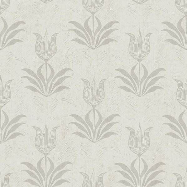NuWallpaper Parrot Tulip Grey Matte Vinyl Peel and Stick Wallpaper Sample