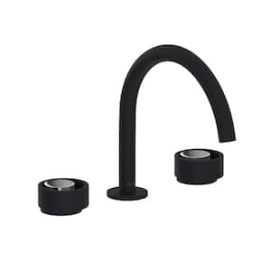 Eclissi 8 in. Widespread Double-Handle Bathroom Faucet with Drain Kit Included in Matte Black