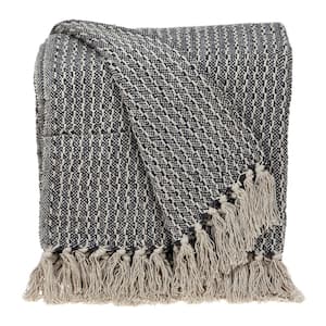 Lily Transitional Gray 52 in. x 67 in. WOVEN HANDLOOM Throw Blanket