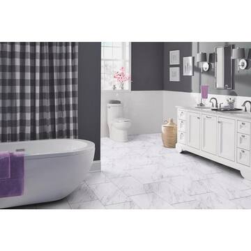TrafficMaster Carrera Marble Tile 4 MIL 12 in. W x 24in. L Water Protection Peel and Stick Vinyl Tile Flooring (30 sq. ft./case) SS11203