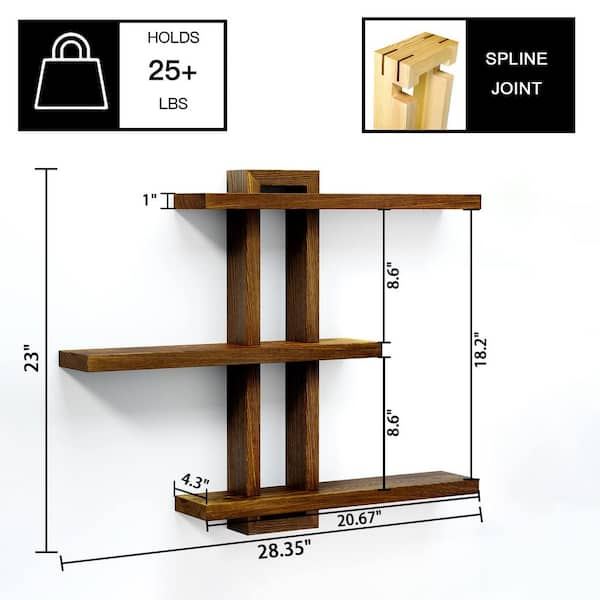 20.67 in. W x 4.3 in. D Variable Floating Shelves Wood Set of 4, Rustic  Shelves for Wall, Decorative Wall Shelf PU6ZGM - The Home Depot